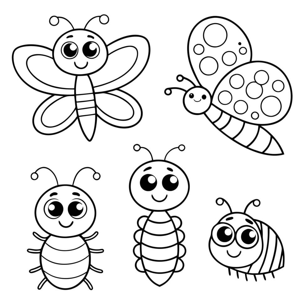 Cartoon Insect and Creature Puzzle Set for Coloring Fun vector