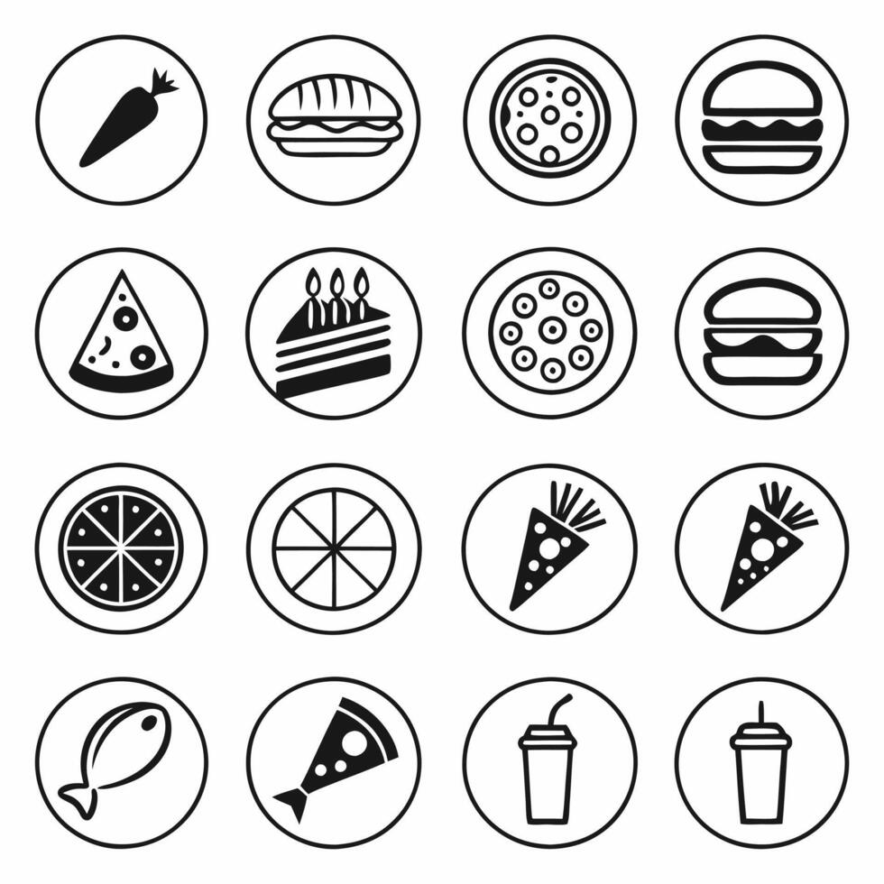 Glyph Food Web Icons Bundle vector