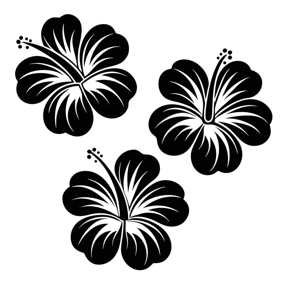Elegant Hibiscus Silhouettes on White vector