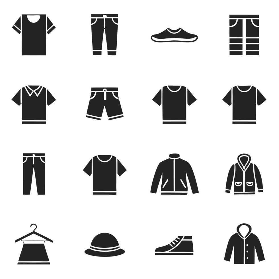 Clothes and Accessories Icon Pack Stylish Apparel vector