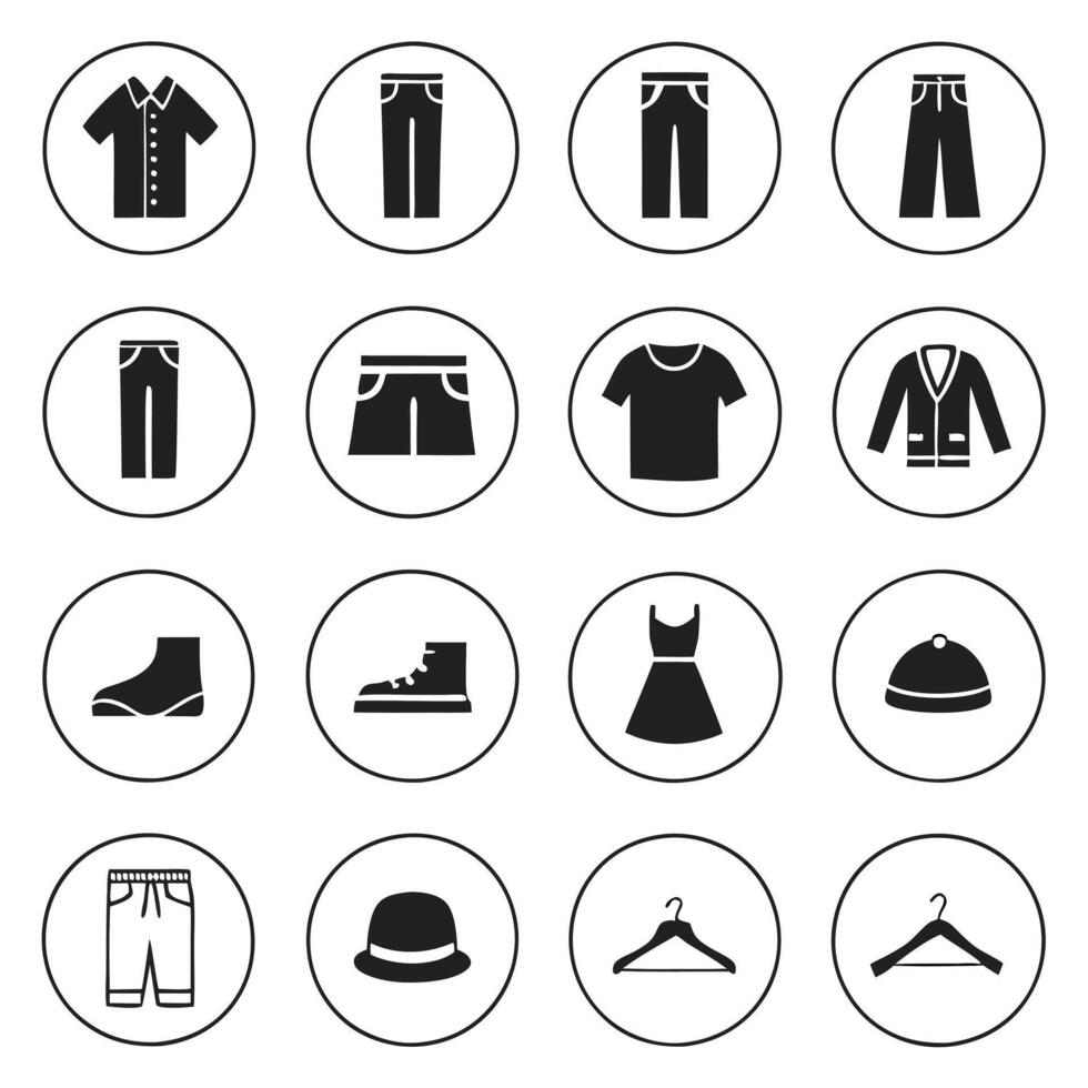 Solid Clothes Icon Apparel and Accessories Collection vector