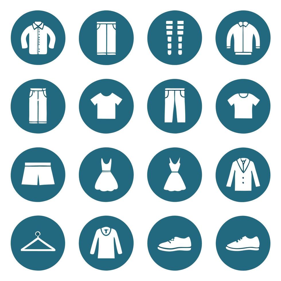 Clothes Icon Set Stylish Apparel Symbols Collection vector