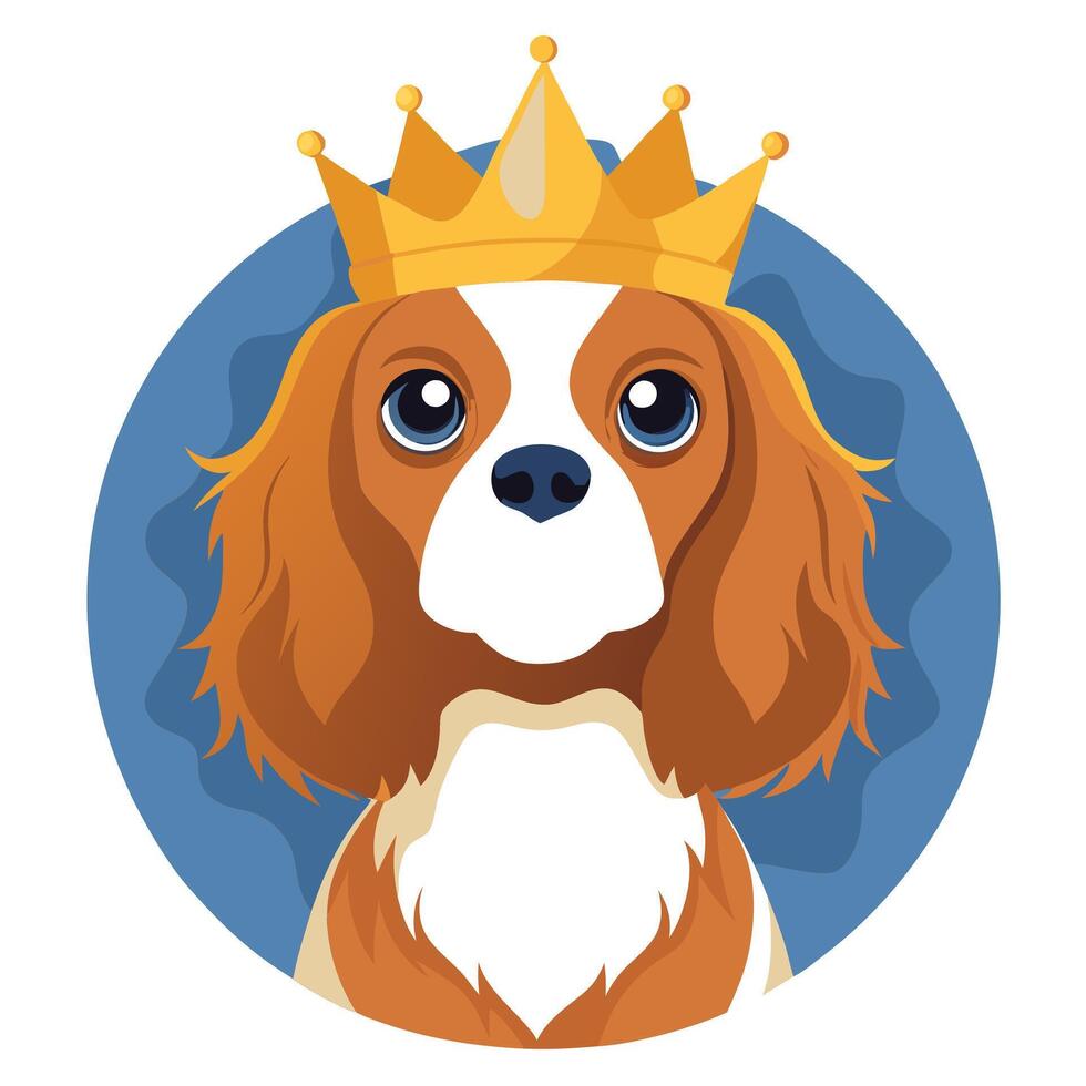 Royal Cavalier King Charles Spaniel A Cute and Elegant Dog Wearing a Crown Like a True King vector