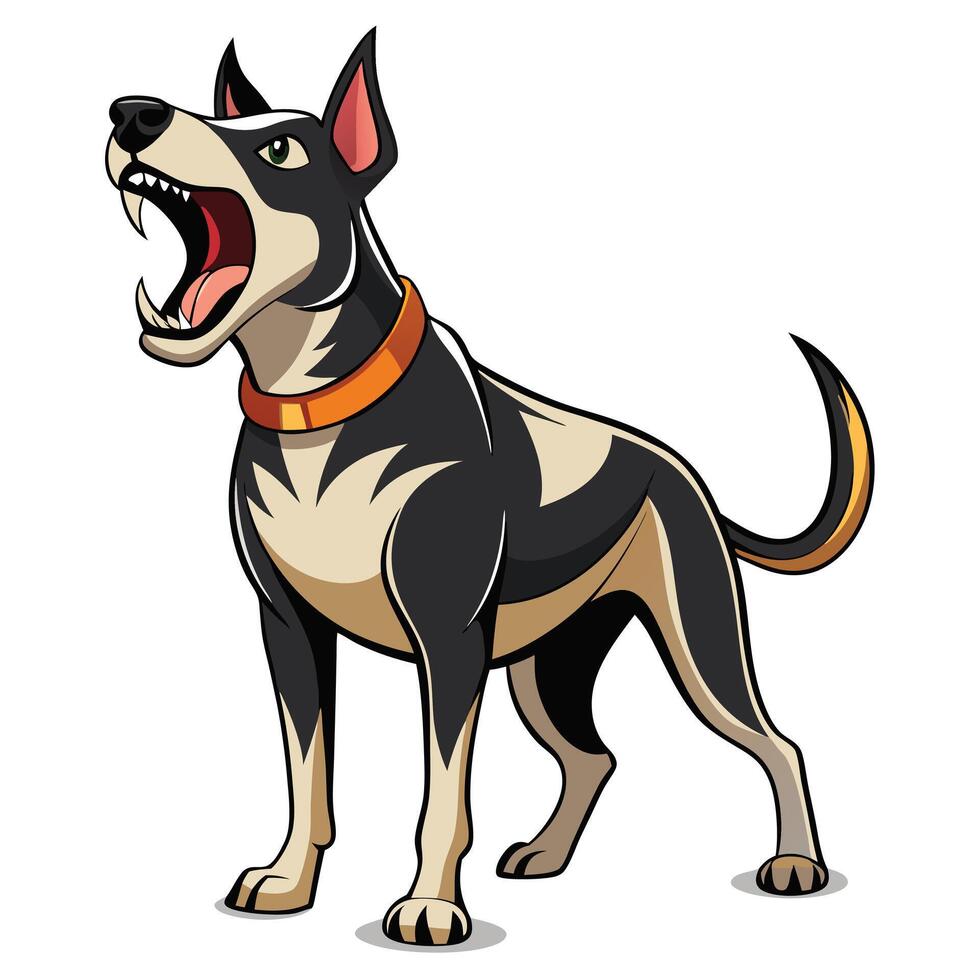 Fierce Cartoon Dog Barking in a Stylish Digital Illustration vector