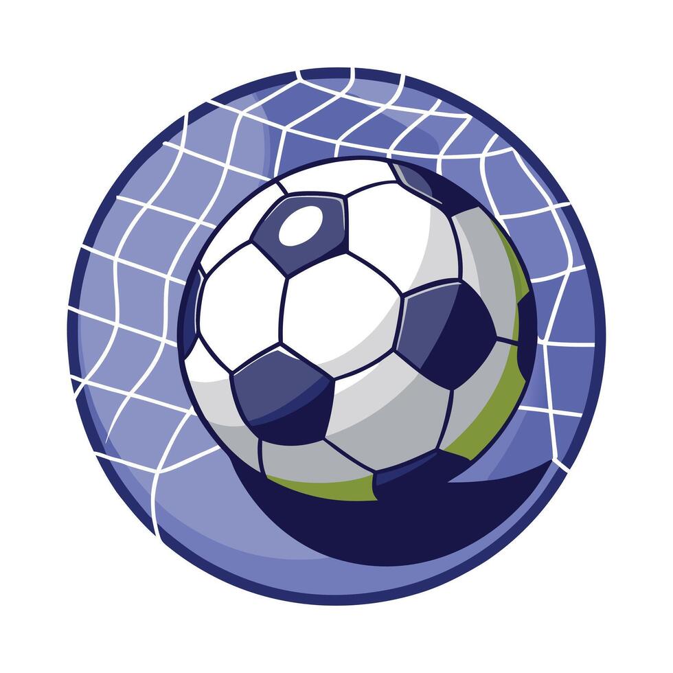 Classic Football Flying into the Goal Net Dynamic Sports Artwork vector