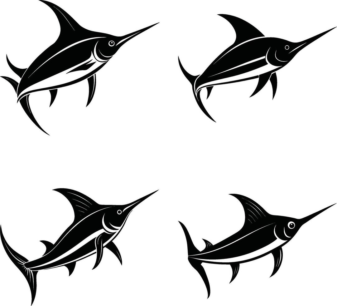 Monochrome outline of a sea fish vector