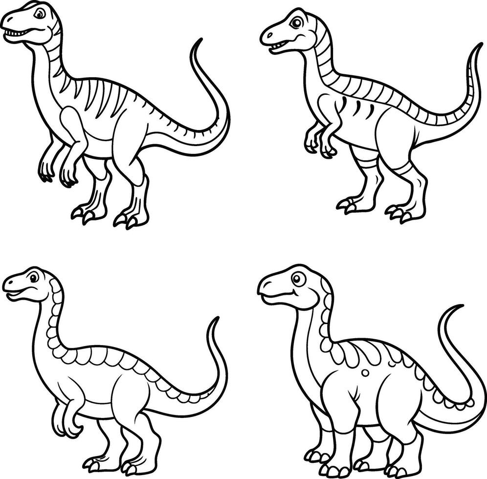 Simple Dinosaur Line Art Coloring Sheet vector