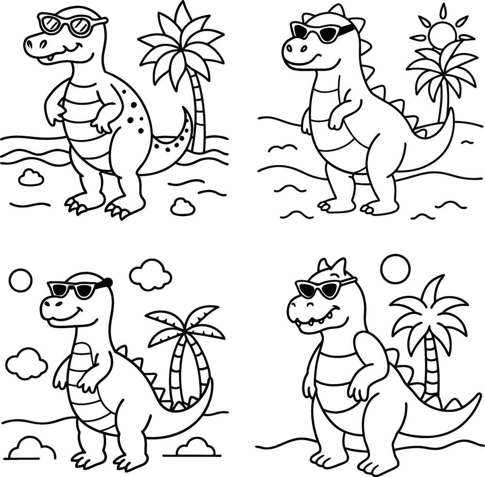 Dinosaur Line Drawing for Coloring vector
