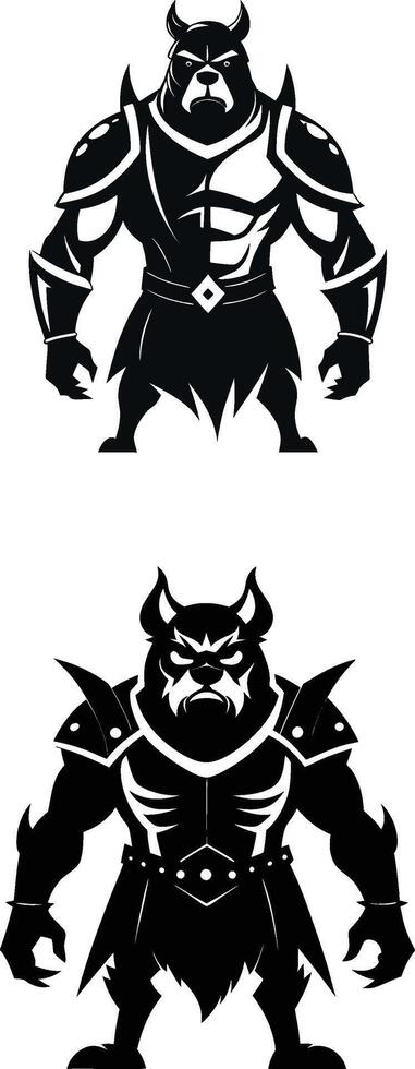 Gourmet Bulldog Illustration Fancy Dog Dining Concept in Monochrome vector