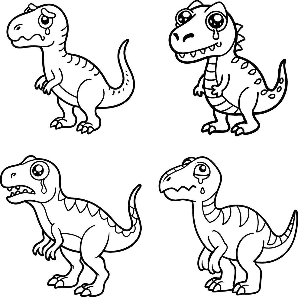 Dinosaur Line Art Coloring Sheet vector