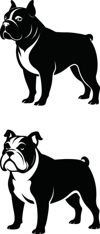 Sophisticated Bulldog Eating Elegant Dog Artwork in Black and White vector