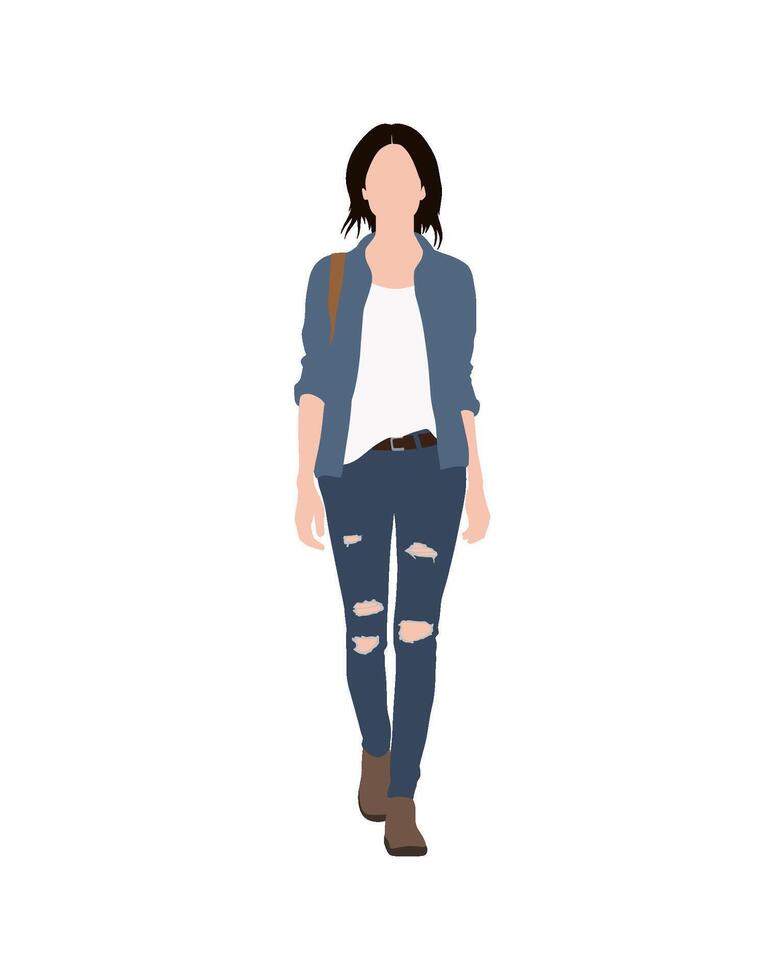 Flat art people and illustration, woman with casual outfit B51 vector