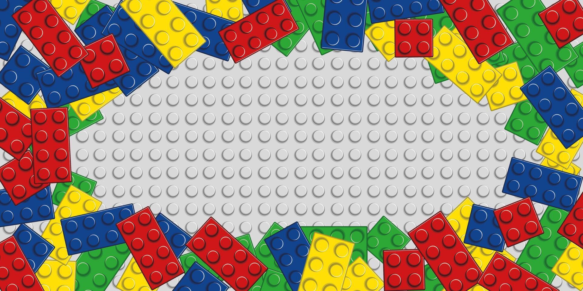 a colorful toy brick block frame with a space for text vector
