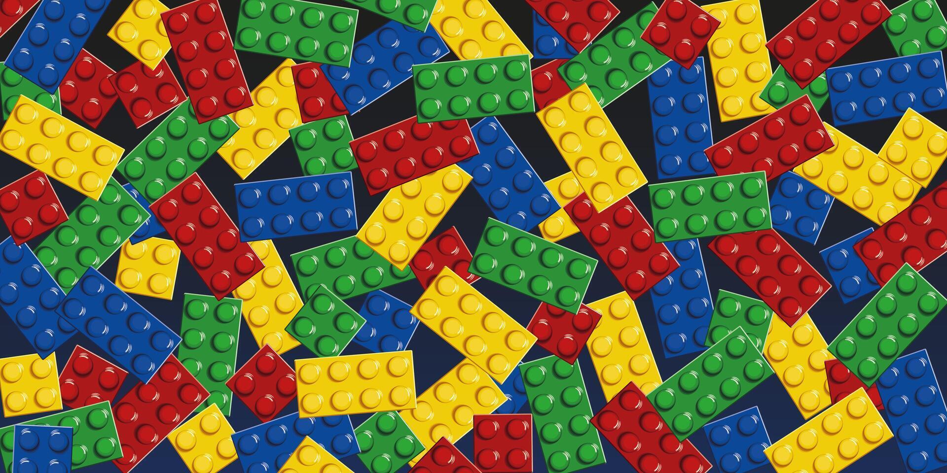a colorful pattern of toy brick blocks game on a black background vector