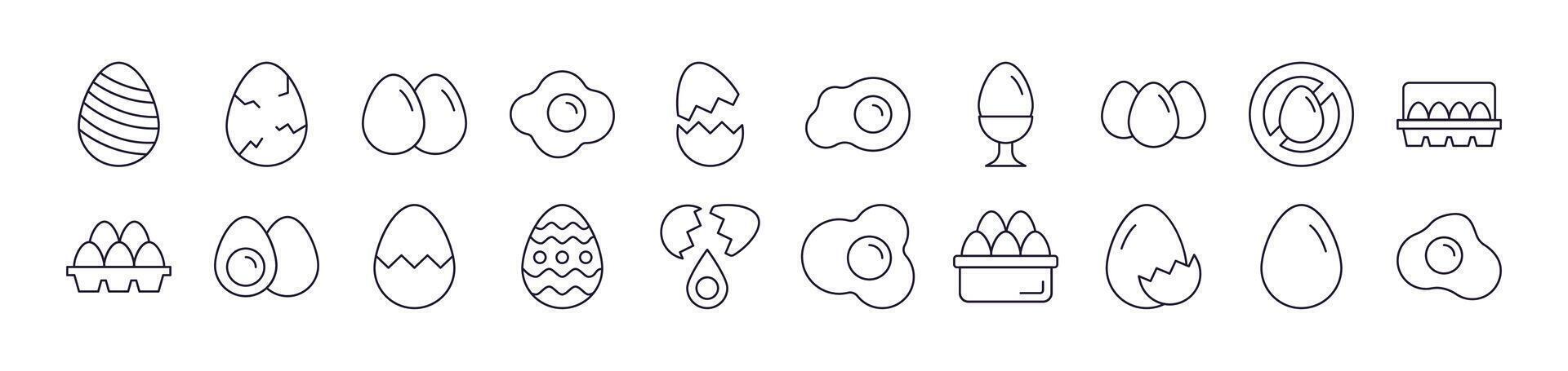 Eggs Outline Icons Collection. Editable Stroke. Perfect for Infographics, Articles, Books, Flyers vector