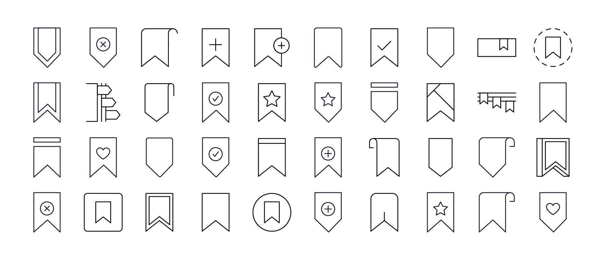 Bundle of Line Icons of Bookmark. Minimalistic Linear Pictogram for Web and Graphic Design, Apps, Banners, Social Network and Cards vector