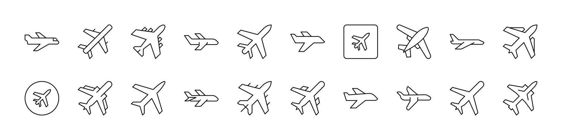 Aviation and Plane Modern Outline Style Icons for Design, Cards, Apps, Social Networks vector