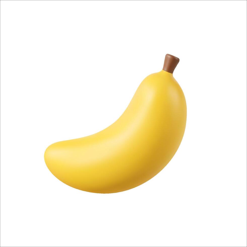 Realistic 3d cartoon banana with a matte finish on a plain white background illustration vector