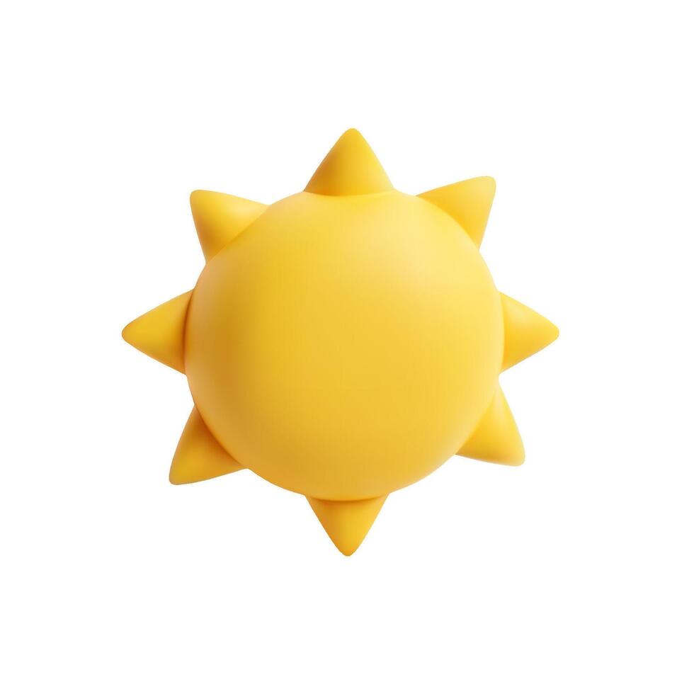 Realistic 3d cartoony sun with a matte finish on a plain white background illustration vector