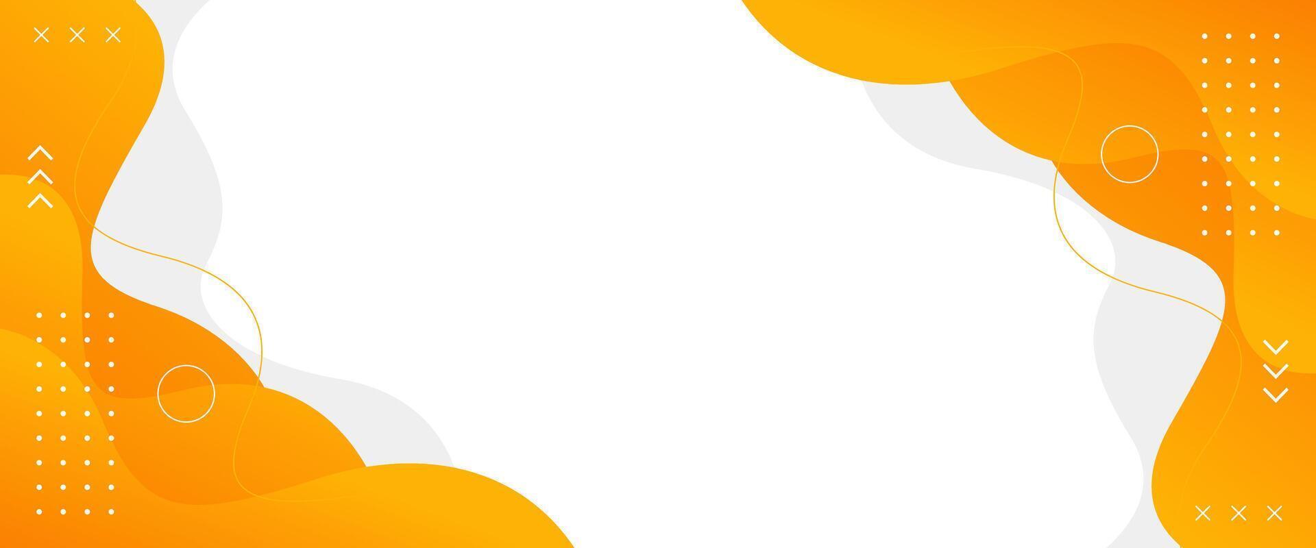 Abstract orange and white geometric banner background with fluid wave shapes. Minimalist dynamic style vector