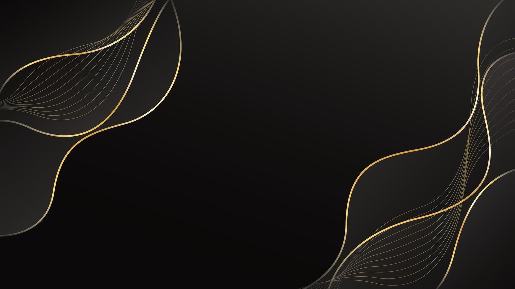 Abstract black and gold background with wavy lines vector