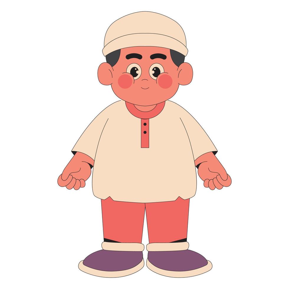 Cute muslim boy cartoon Character illustration vector