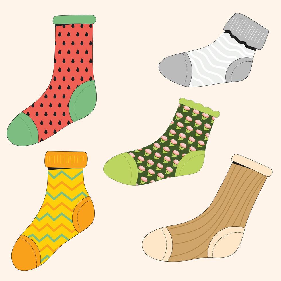 Set sock motive cartoon illustration vector