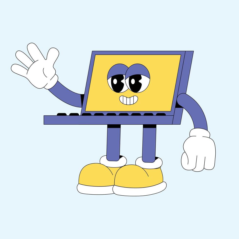 Laptop mascot logo character cartoon illustration vector