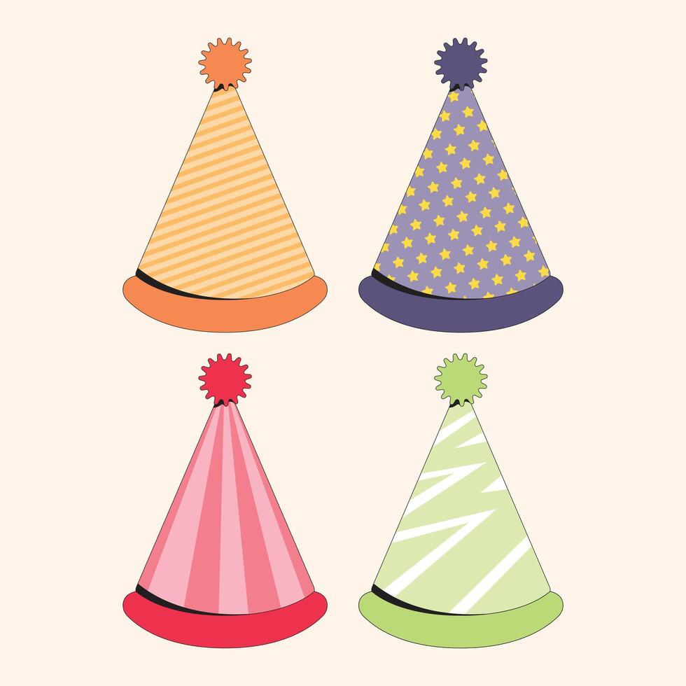 Party Hat Cartoon Icon Illustration vector