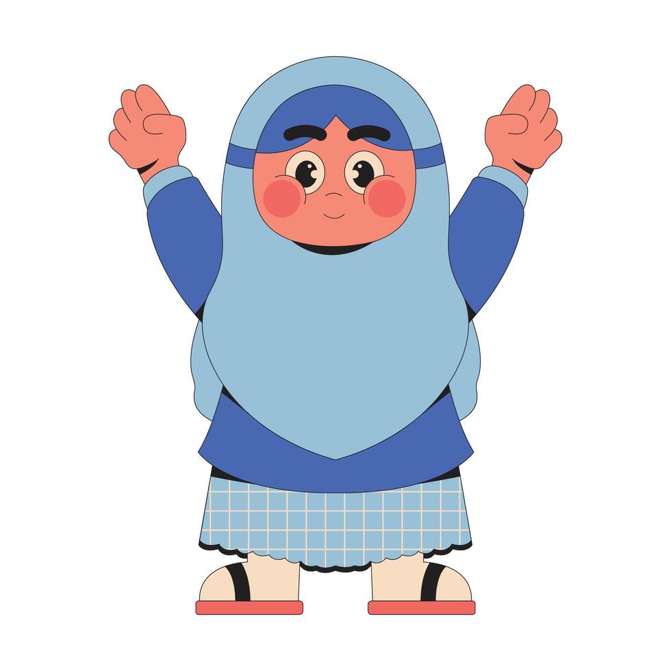 Happy Muslim Girl Cartoon Illustration vector