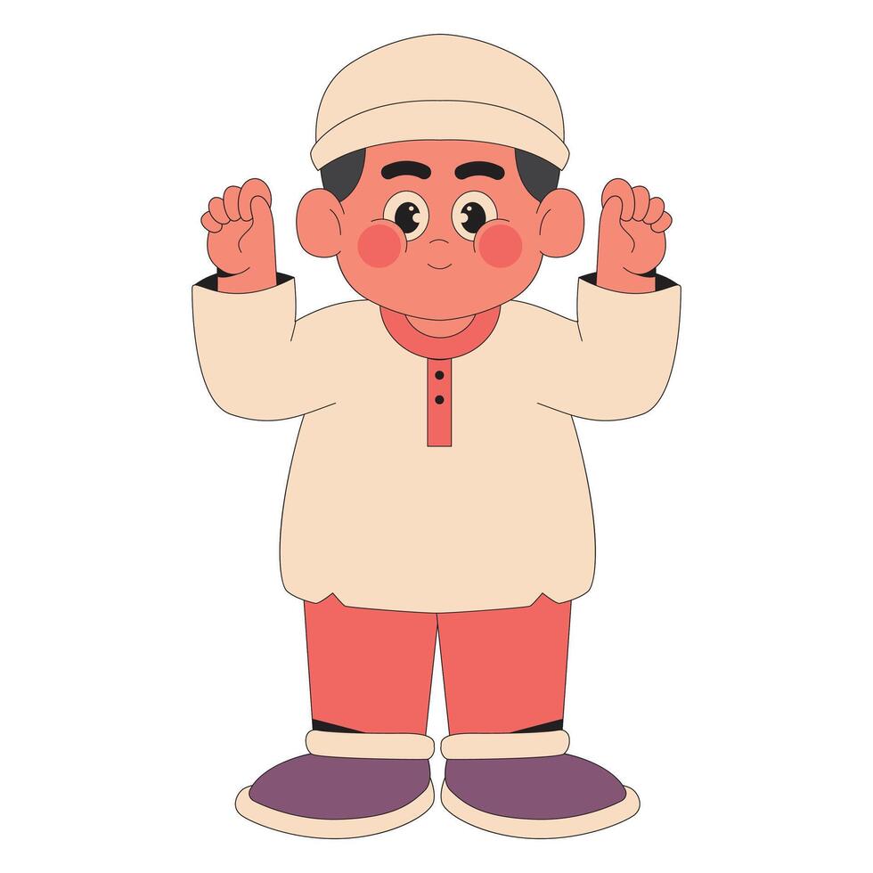 Happy muslim boy cartoon Character illustration vector