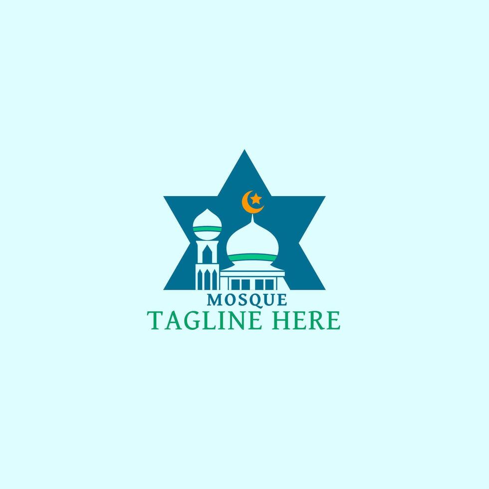 Mosque logo with additional star-shaped frame vector