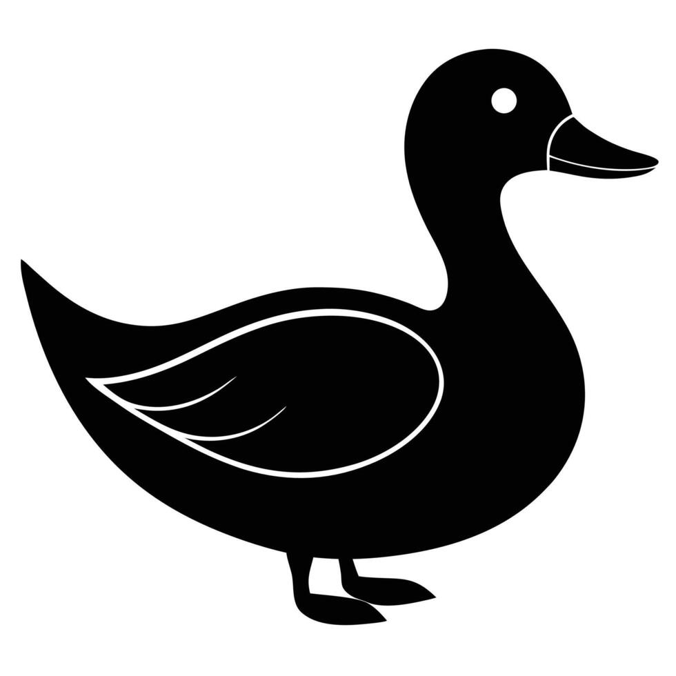 Playful Duck Silhouette Icon for Animal and Creative Designs vector