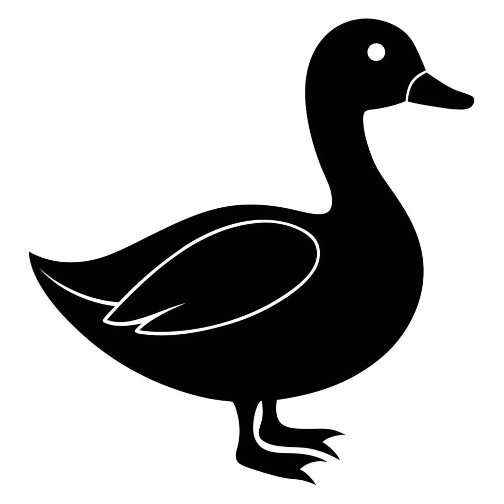 Charming Duck Silhouette Icon for Animal and Nature Illustrations vector