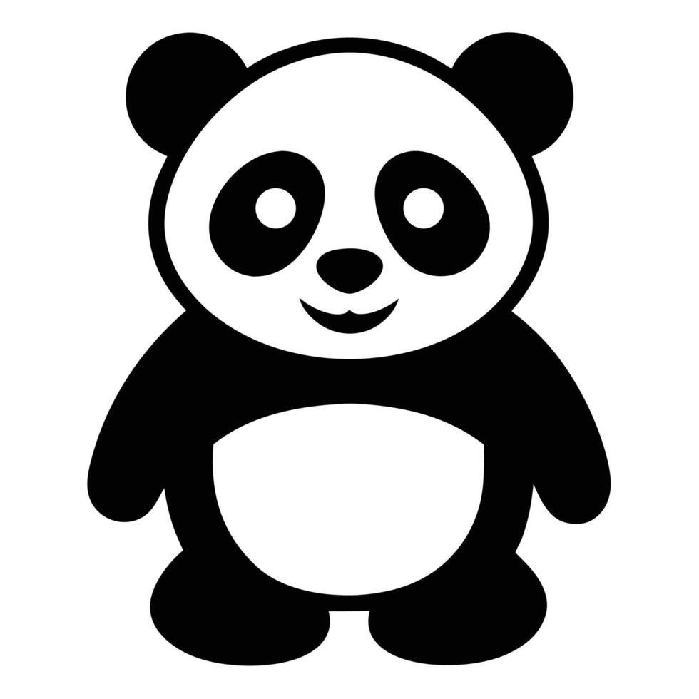 Cute Panda Silhouette, Black and White Clipart, Animal Graphic Art Icon Design vector