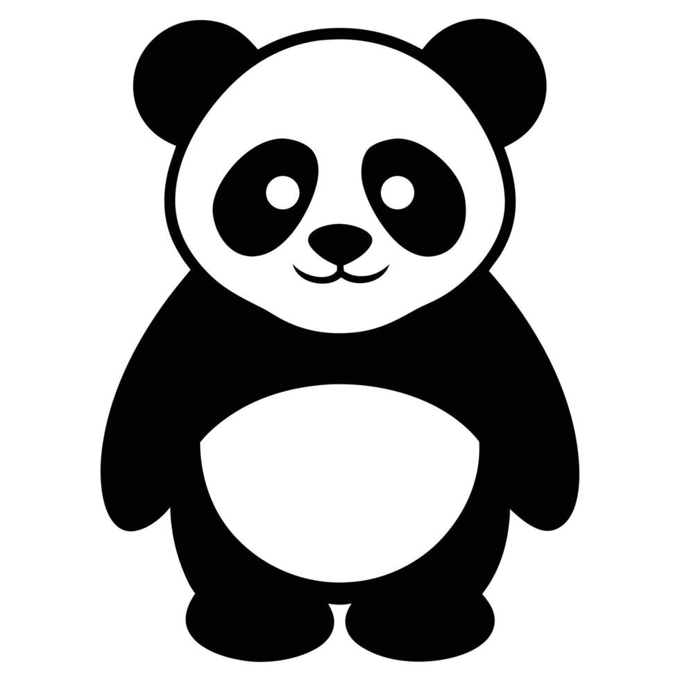 Minimal Panda Silhouette Icon, Cute Graphic Art Art Clipart, Black and White Panda vector