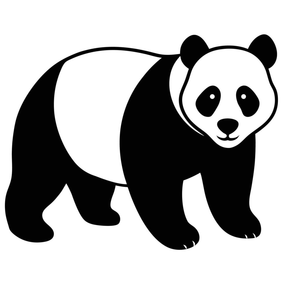Minimalist Panda Silhouette Clipart Icon, Graphic Art Panda Logo, Cute Animal Clipart Design vector
