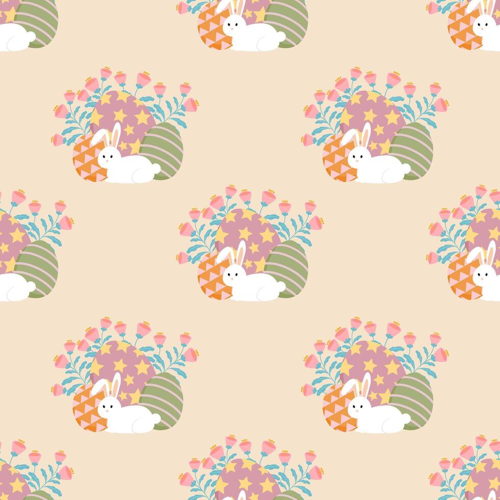 Easter seamless pattern, Flat design. vector