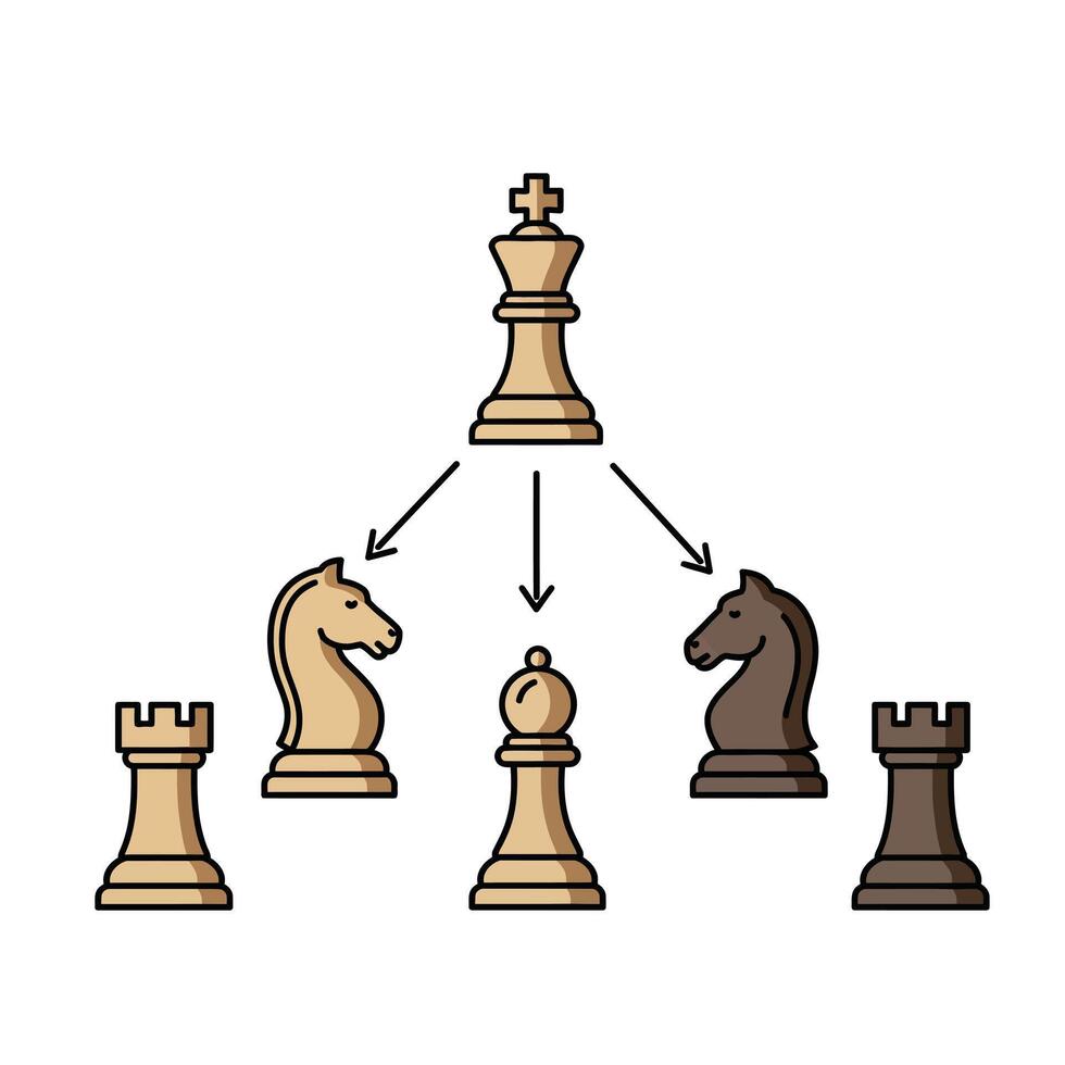 Chess board with pawns and pieces on it vector