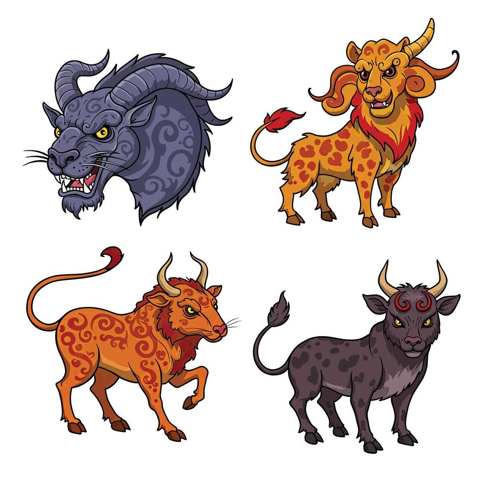 Four different types of zodiac animals vector