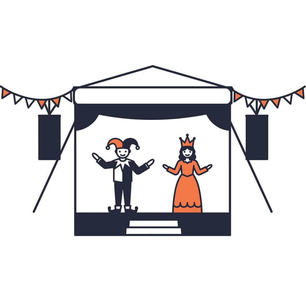 A man and woman are standing in front of a stage vector