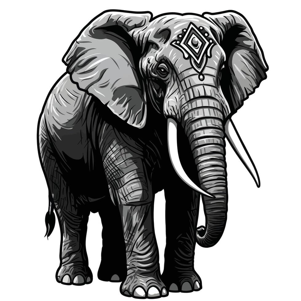 An elephant with a tribal pattern on its trunk vector