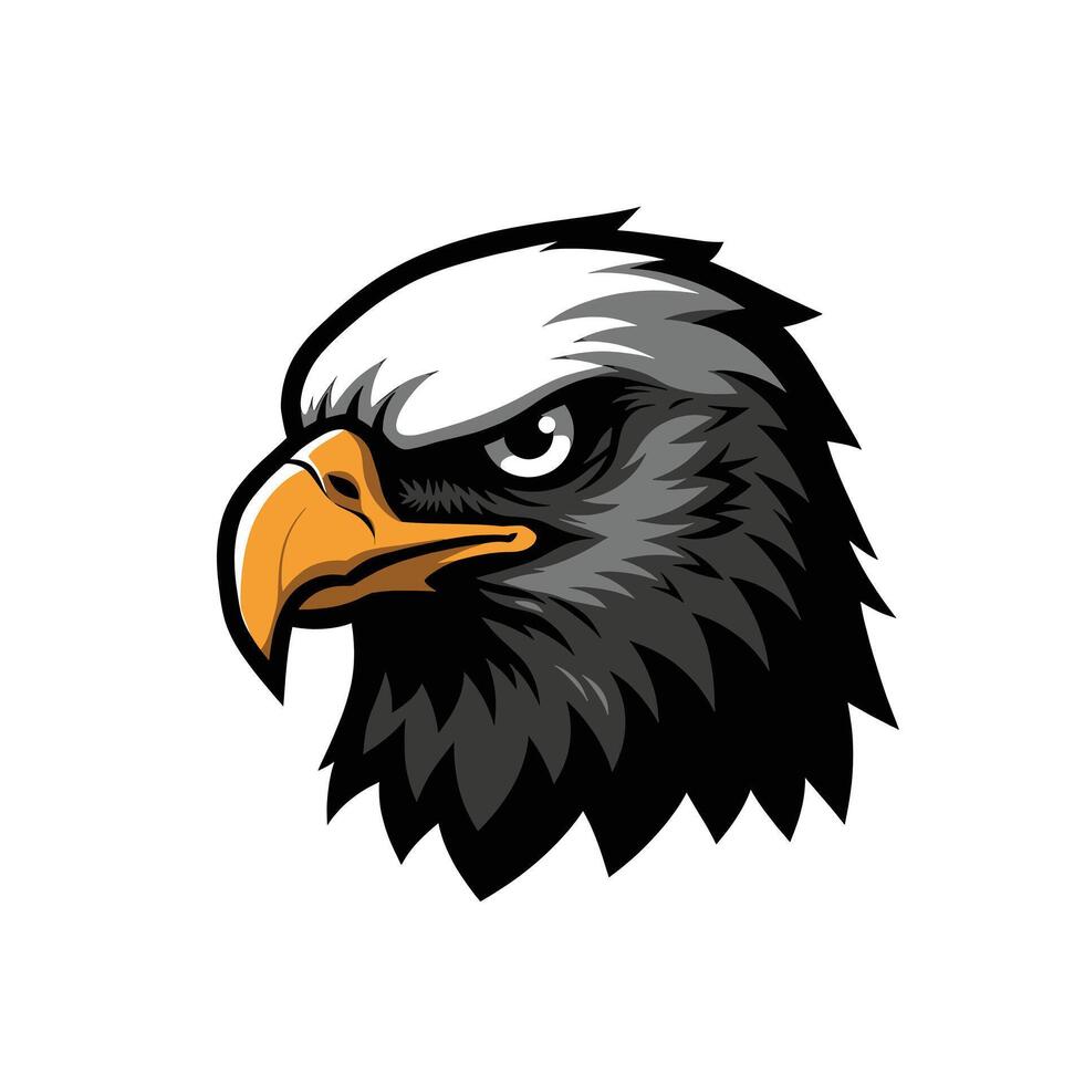 An eagle head with a black beak and yellow beak vector