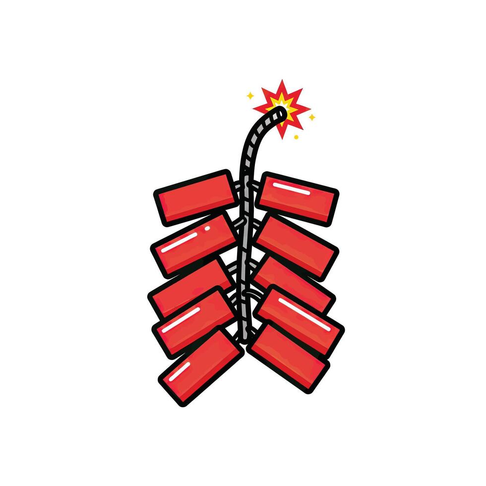 A red and black bomb with a red fuse vector