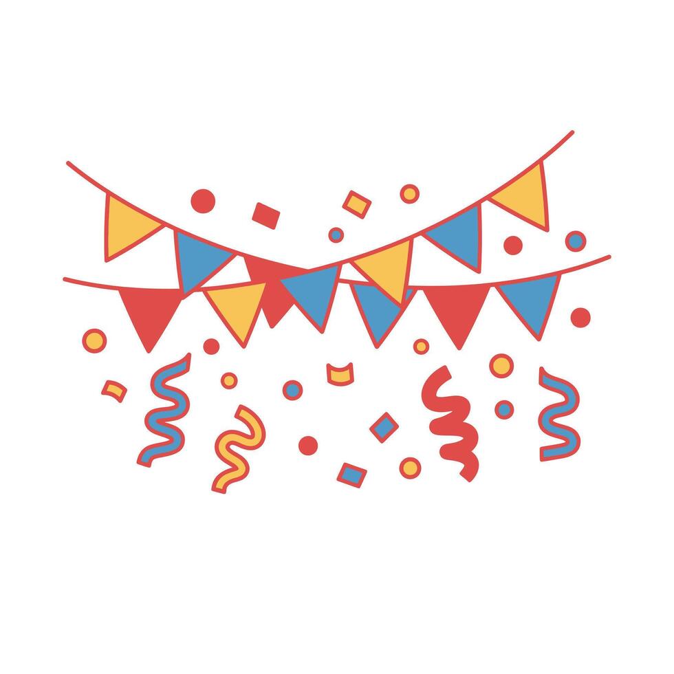 A party banner with confetti and streamers vector
