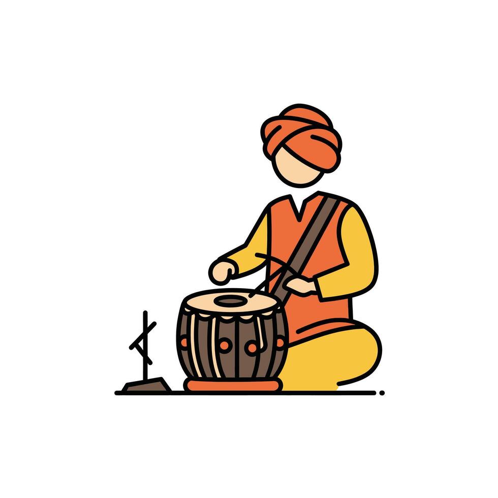 Indian musician playing the tabla vector