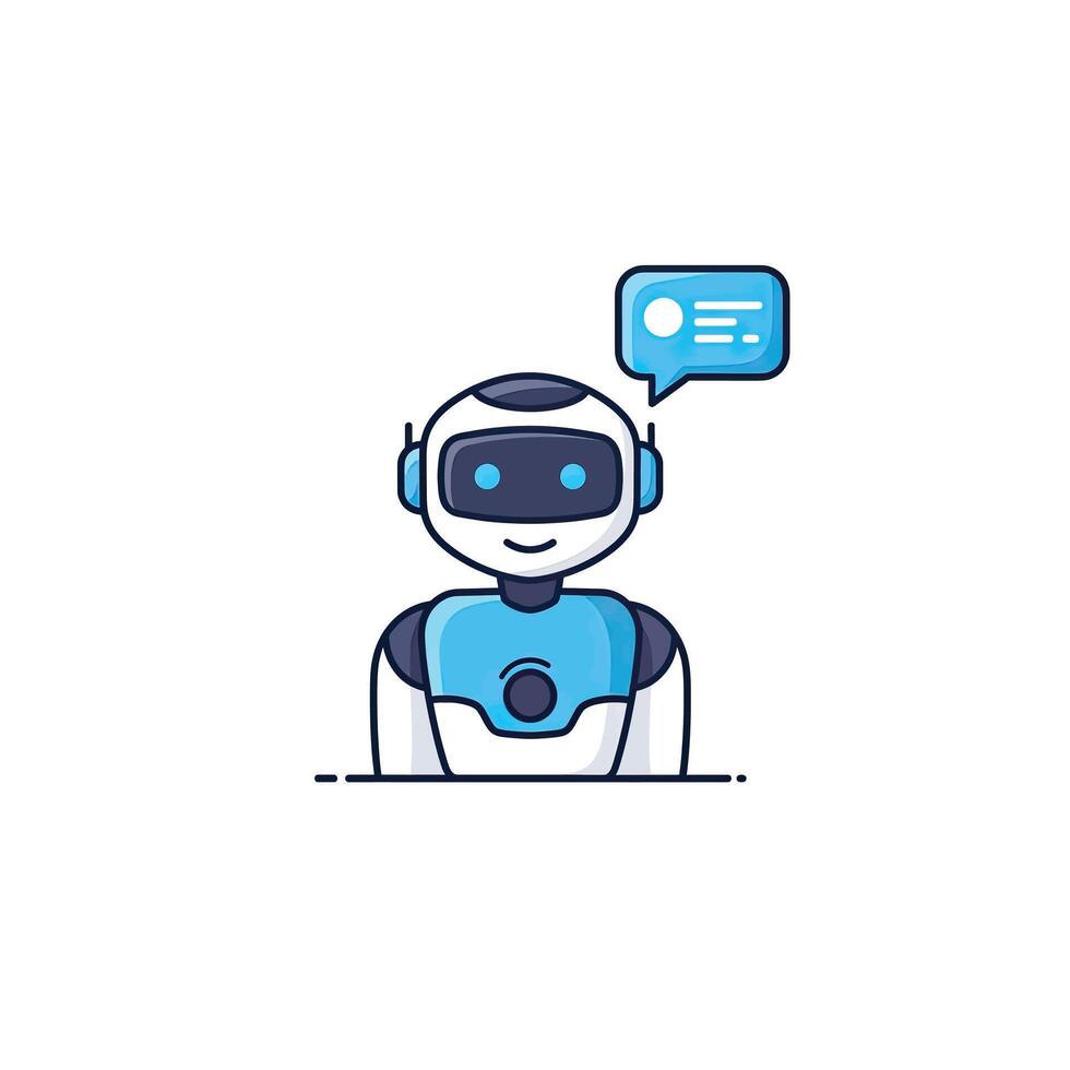 A robot with a speech bubble on his head vector