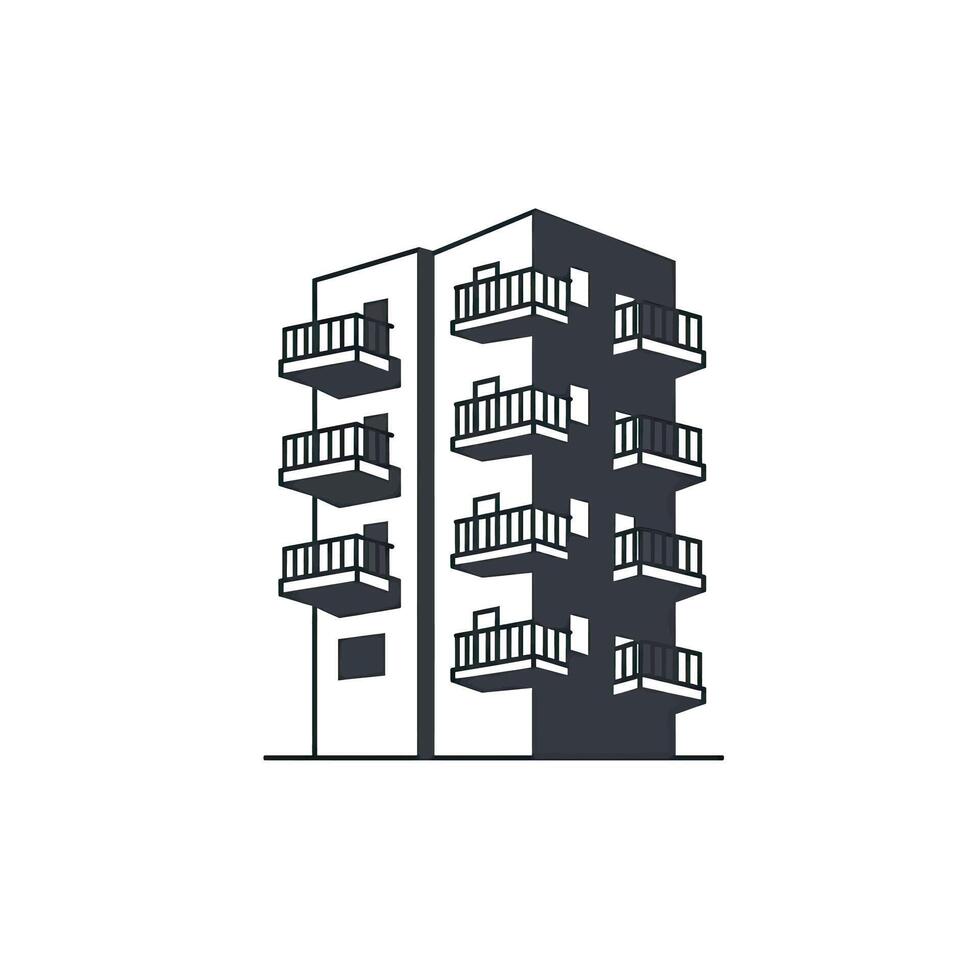 A building with balconies on the side vector