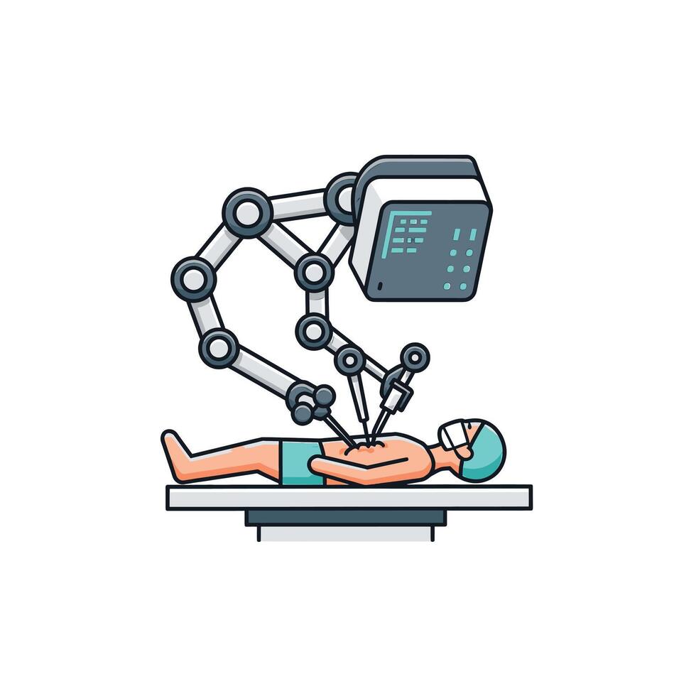 A robot is operating on a patient vector