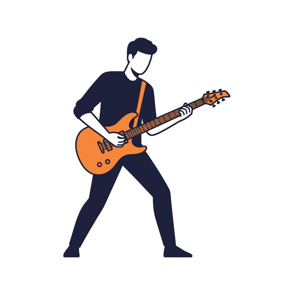 A man playing an electric guitar on a white background vector